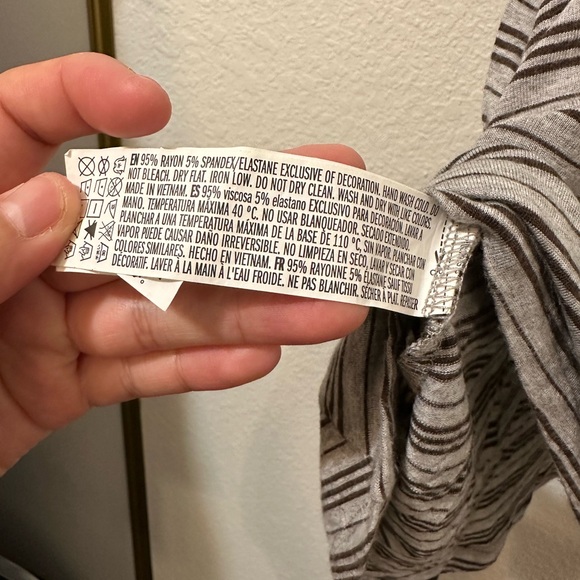 FOREVER 21 Gray Knit Striped Casual T-Shirt Dress w/ X Straps On Chest GUC - Picture 5 of 6